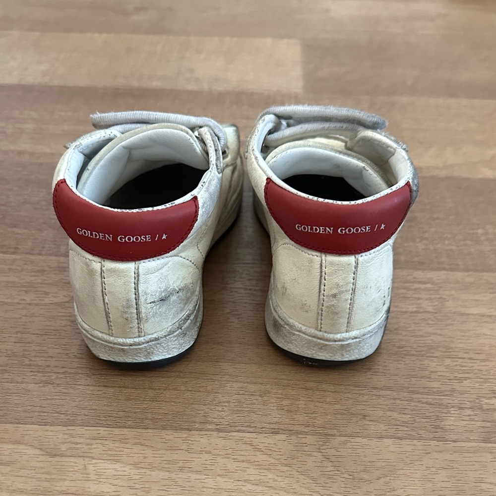 Golden Goose White Leather Sneakers with Red Heel Patch